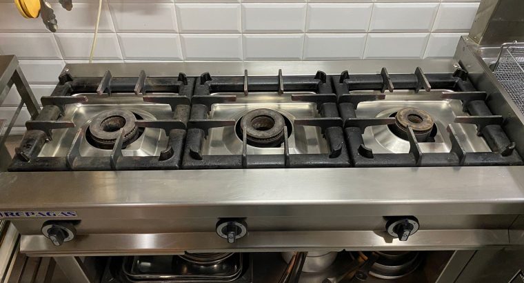 COCINA INDUSTRIAL A GAS INOX MARCA REPAGAS 3 FUEGOS