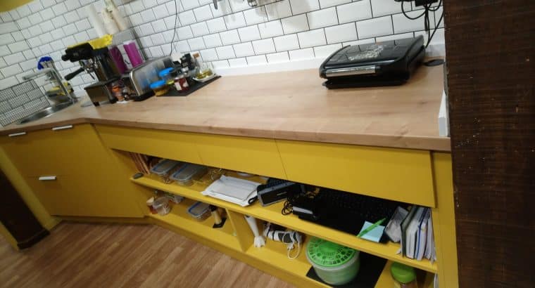 MESA DE TRABAJO + FREGADERO + HABITÁCULO BASURA