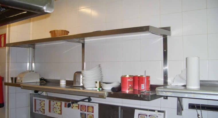 ESTANTE MURAL DOS BALDAS INOX 225 CM CON PORTACOMANDAS