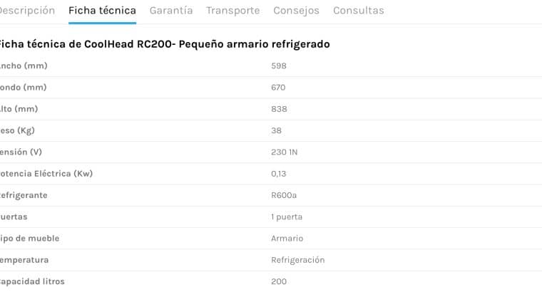 Armario refrigerado COOL HEAD