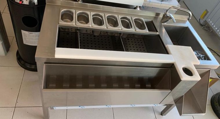 MESA PARA PREPARACIÓN DE COCTELERÍA PROFESIONAL 1200X745X900MM CON CUBA