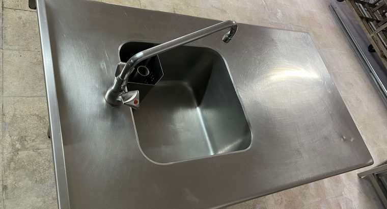 Mesa Mural de Acero Inox con Cubeta 1,2 m