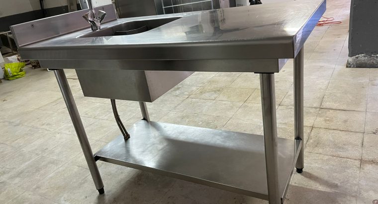 Mesa Mural de Acero Inox con Cubeta 1,2 m