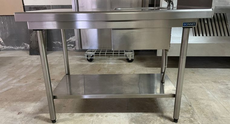 Mesa Mural de Acero Inox con Cubeta 1,2 m