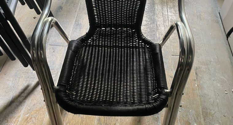 Silla aluminio con rattan negro 9 unidades