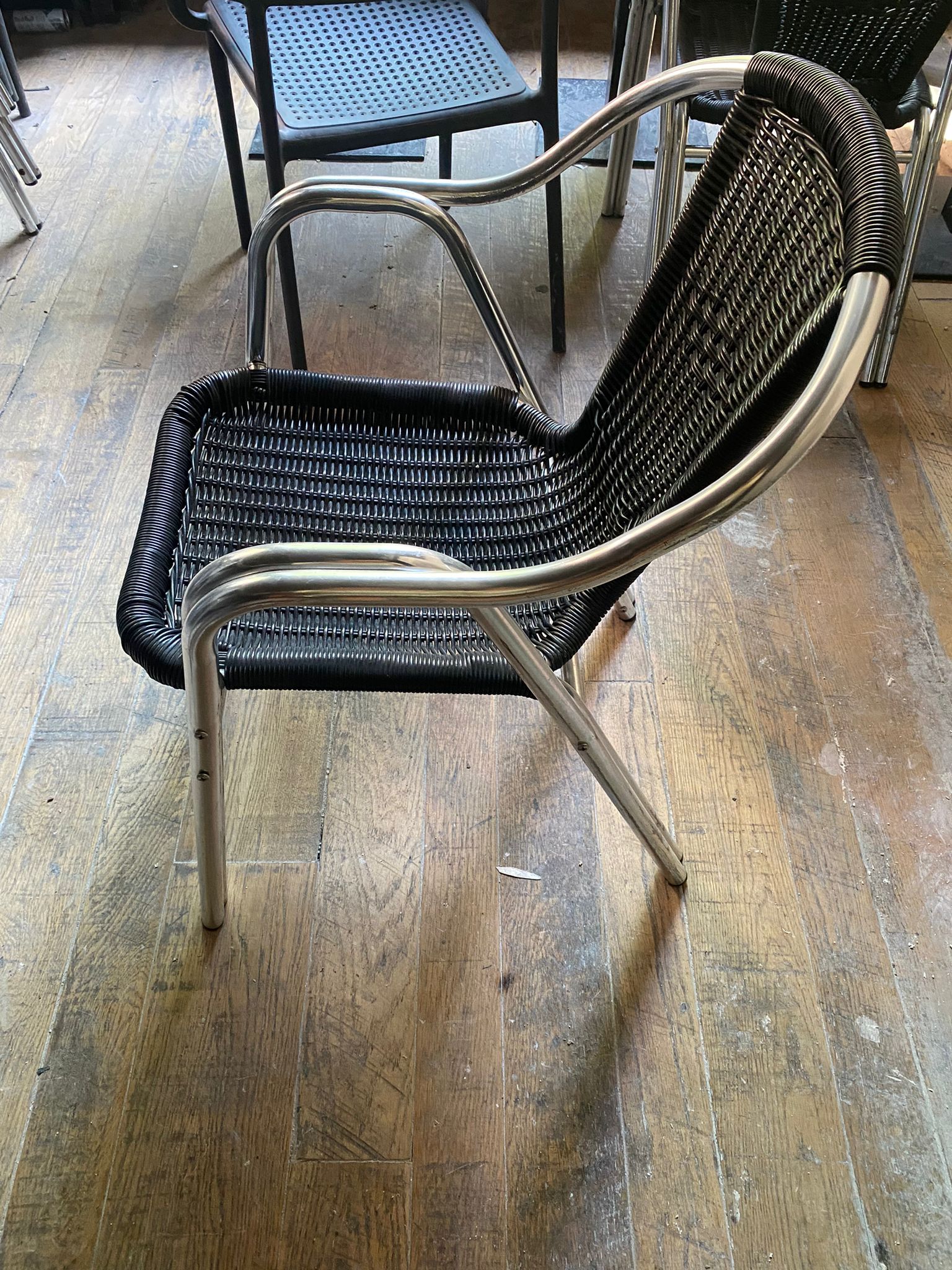 Silla aluminio con rattan negro 9 unidades