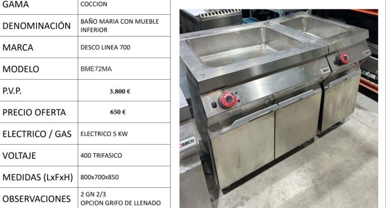 BAÑO MARIA CON MUEBLE