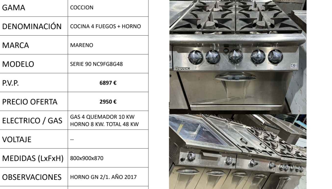 COCINA 4 FUEGOS + HORNO