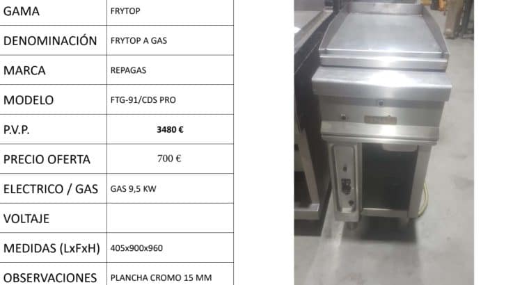 FRYTOP A GAS REPAGAS