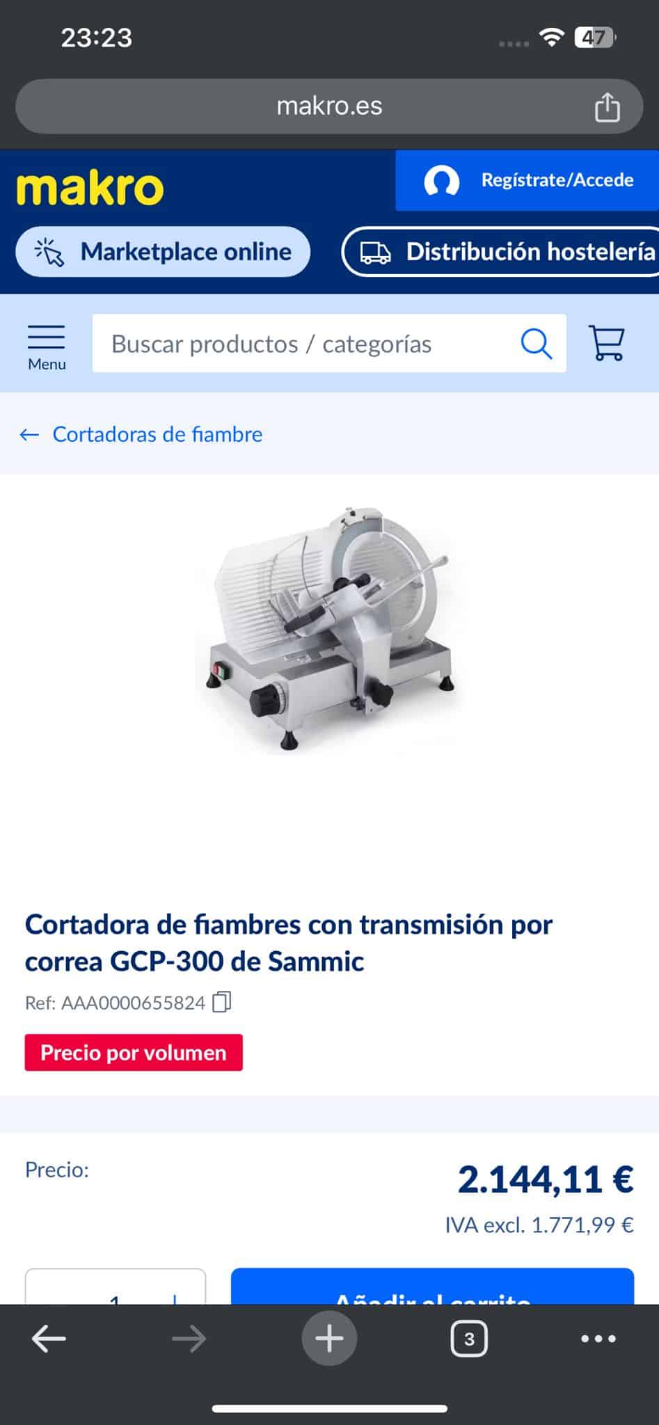 Cortadora de fiambres con transmisión por correa G